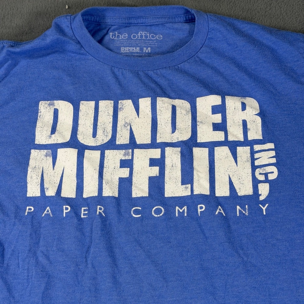 The Office‎ Dunder Mifflin Paper Company Blue Graphic T-Shirt Ripple Junction M